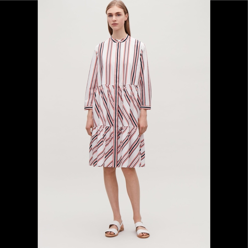 COS striped tiered multi stripe dress. Size M.